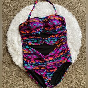 Sea by Monif C. One Piece Swimsuit Cutout Front Multicolored New Womens Size 24W